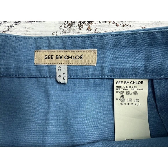 Vtg Y2 See By Chloe Blue Mini Skirt Zipper Paris Hilton Britney Spears Sz 6 - Picture 2 of 3